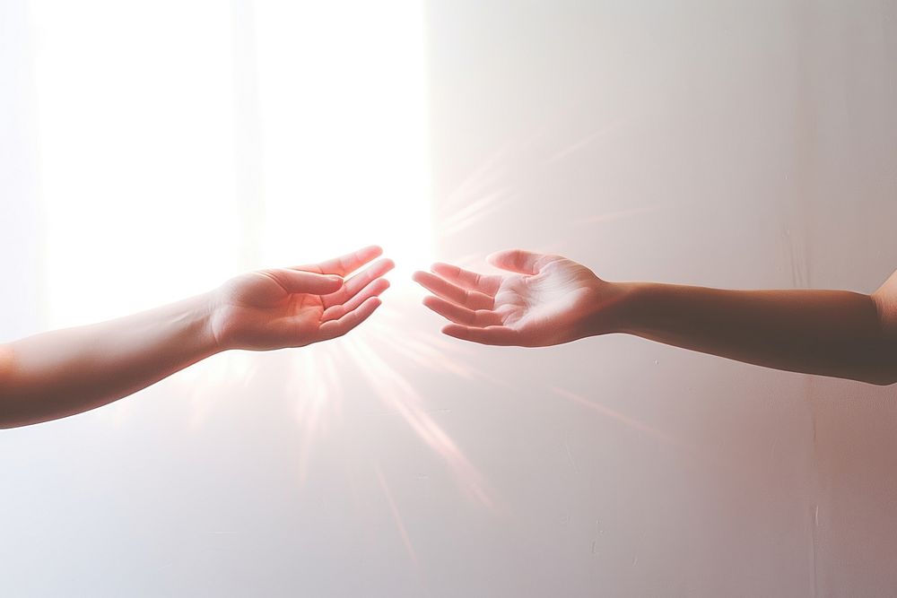 Hands reaching togetherness gesturing handshake. AI generated Image by rawpixel.