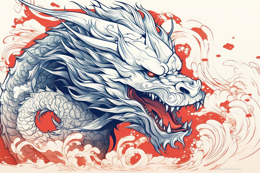 Vector eps chinese new year dragon line art style drawing representation creativity. AI generated Image by rawpixel.