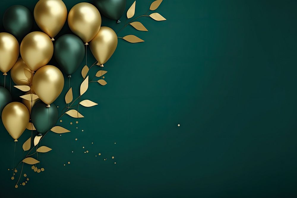 Gold balloons backgrounds green art. AI generated Image by rawpixel.