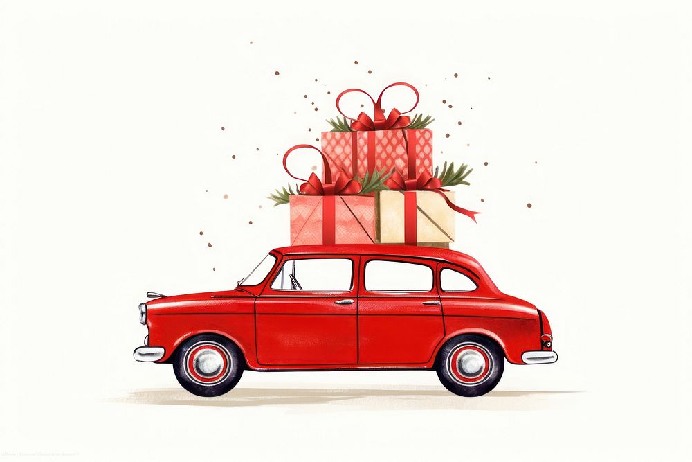 PNG Christmas car vehicle red transportation. AI generated Image by rawpixel.