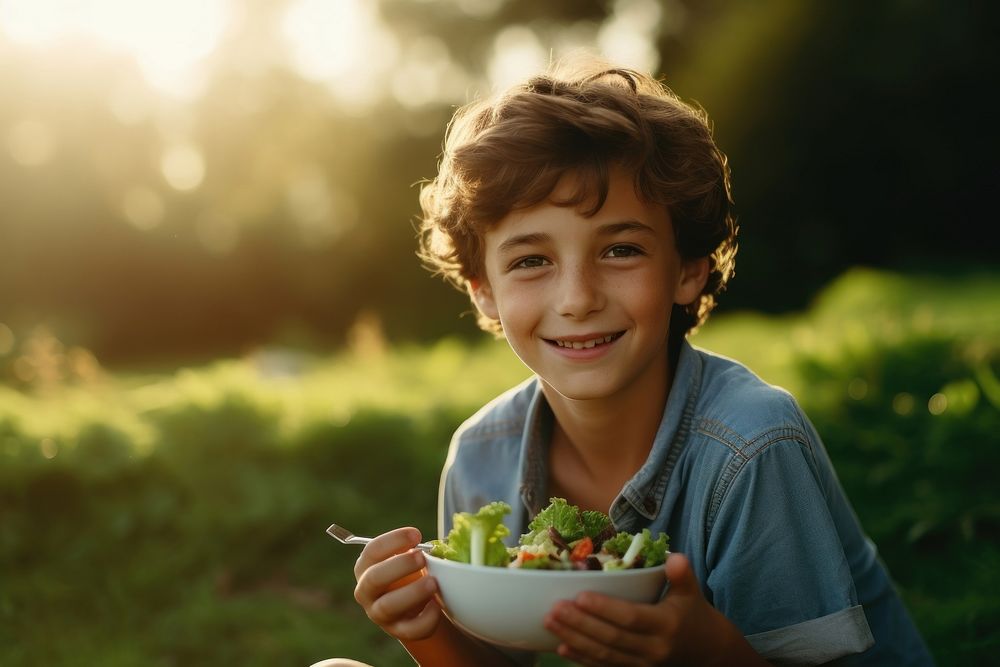 Salad portrait eating smile. 