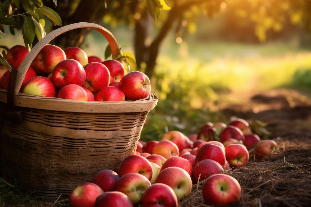 Apple basket plant fruit. AI generated Image by rawpixel.