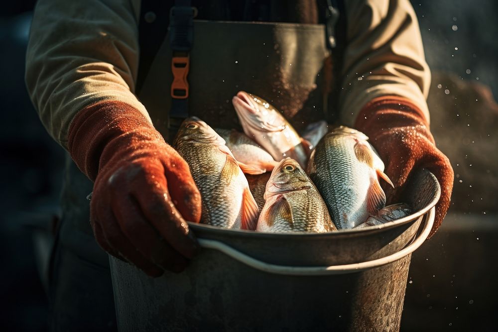 Fish fisherman holding adult. AI generated Image by rawpixel.