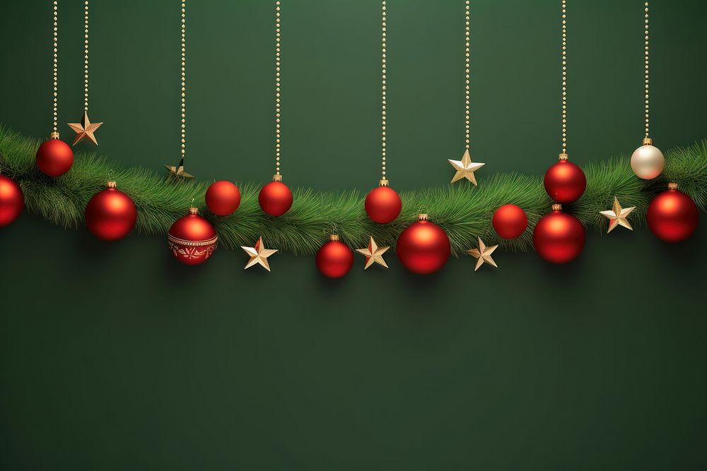 Christmas line garland ornament green ball. AI generated Image by rawpixel.