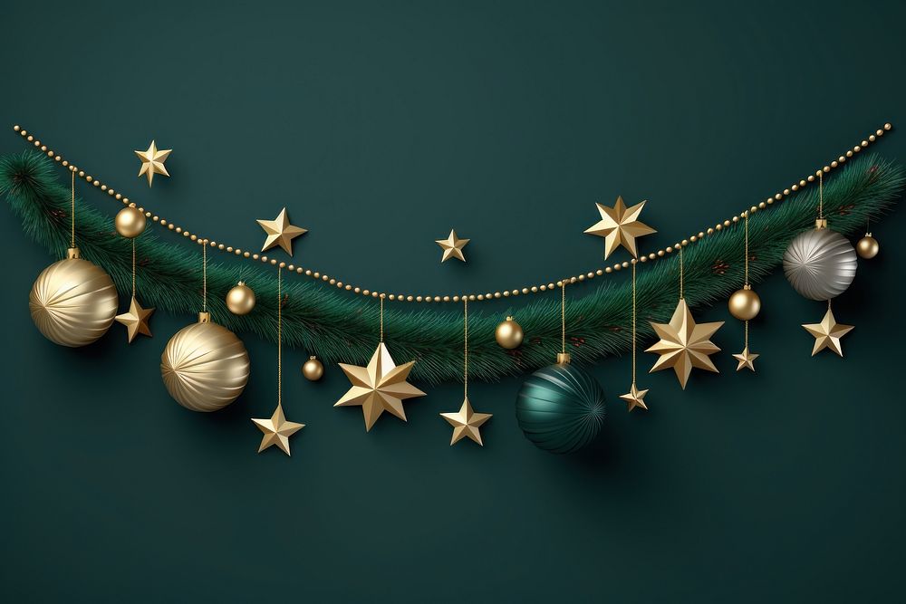 Christmas line garland green gold illuminated. AI generated Image by rawpixel.