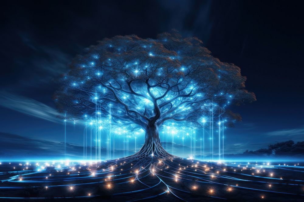 Tree futuristic outdoors glowing. AI generated Image by rawpixel.