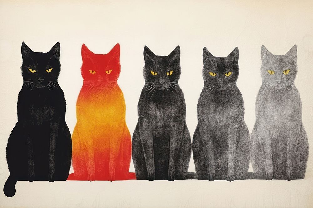 A group of cats animal mammal black. AI generated Image by rawpixel.