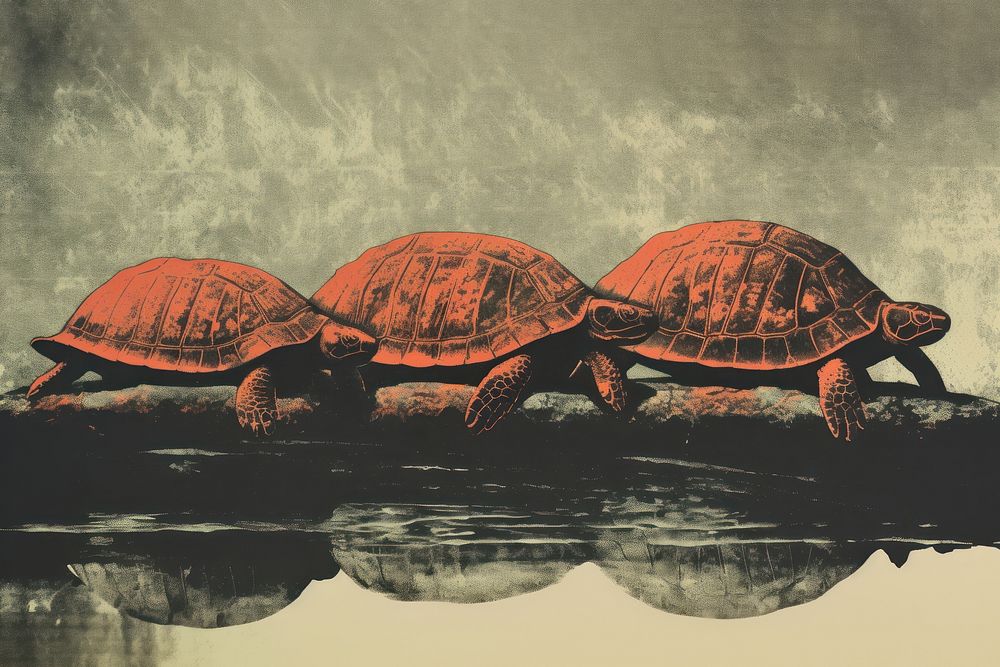A bale of turtles reptile animal wildlife. AI generated Image by rawpixel.