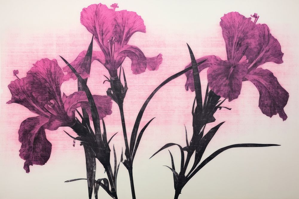 Iris flowers painting purple petal. AI generated Image by rawpixel.