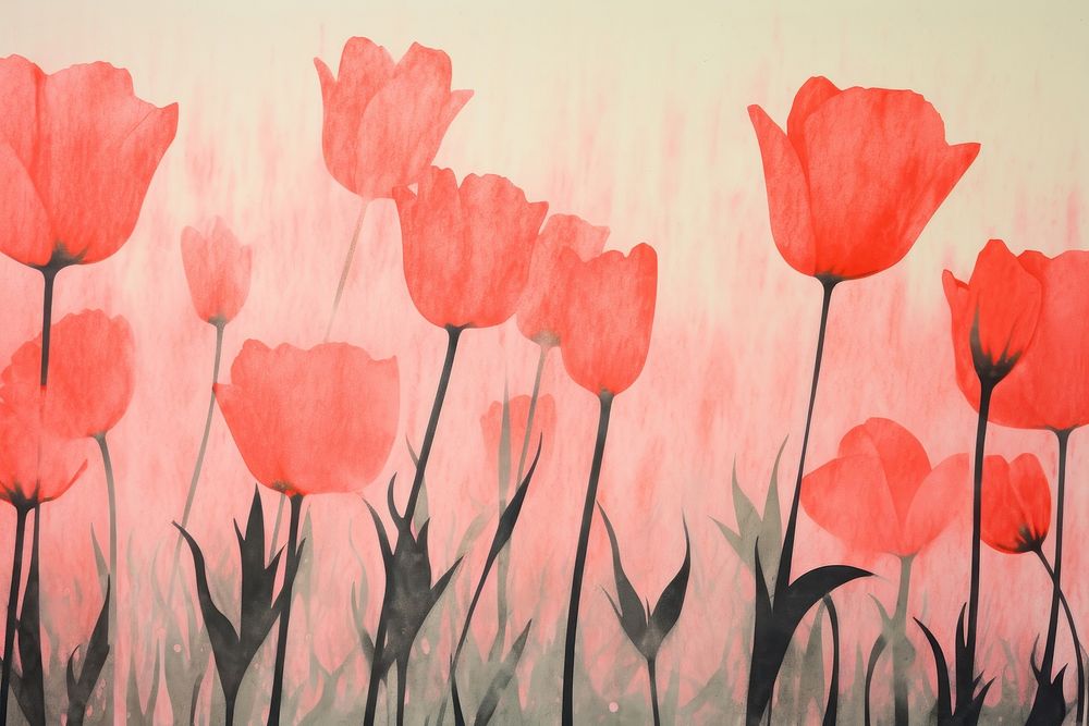 Wild tulips backgrounds painting blossom. 