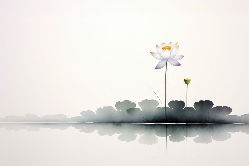 Impression lotus pond outdoors flower petal. AI generated Image by rawpixel.