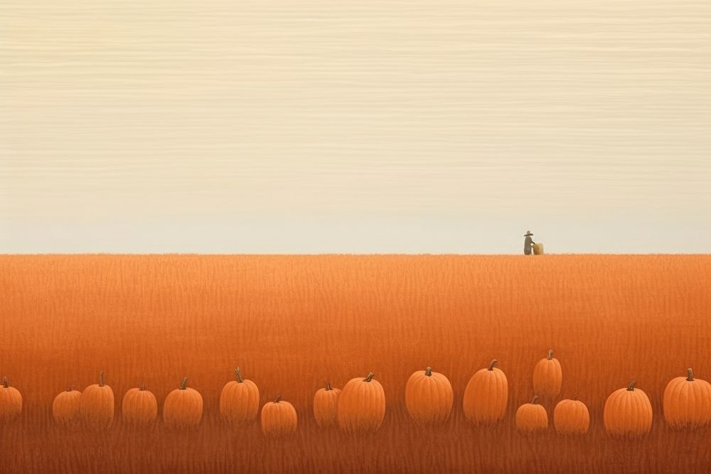 Autumn pumpkin field backgrounds outdoors horizon. AI generated Image by rawpixel.