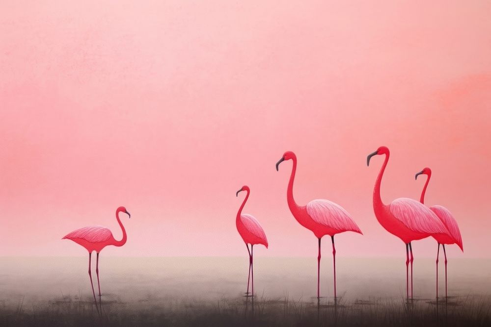 Flock of flamingos animal bird red. AI generated Image by rawpixel.