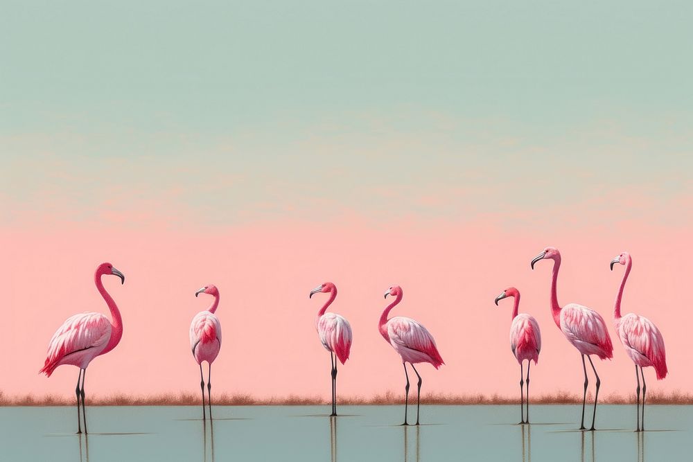 Flock of flamingos animal bird wildlife. 