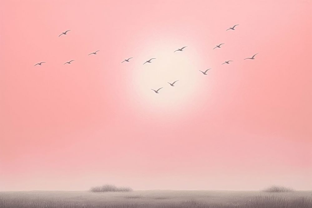 Flock of flamingos outdoors horizon animal. AI generated Image by rawpixel.