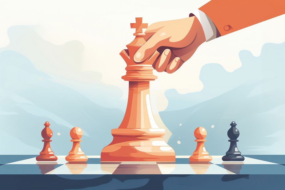 Hand moving king chess piece game intelligence competition. AI generated Image by rawpixel.