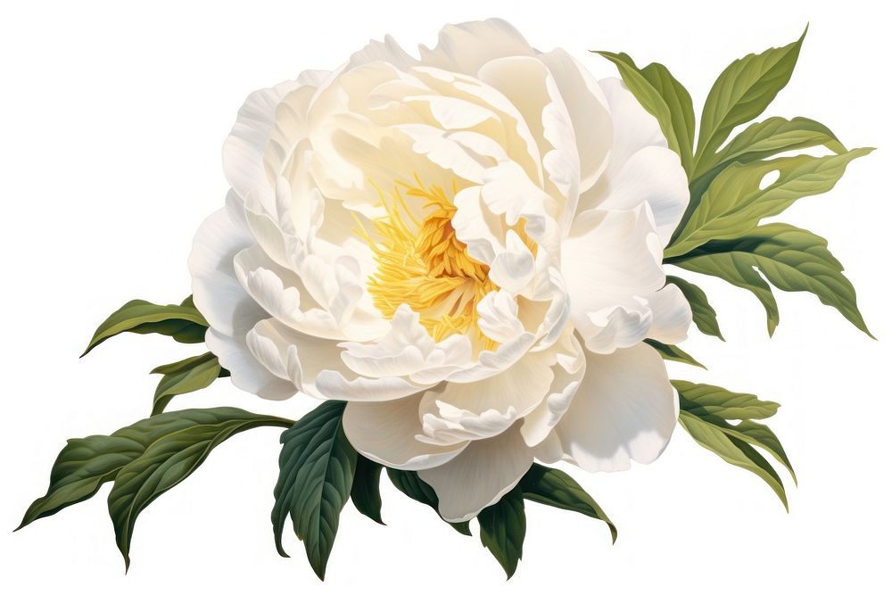 Chinese white peony flower plant rose. AI generated Image by rawpixel.
