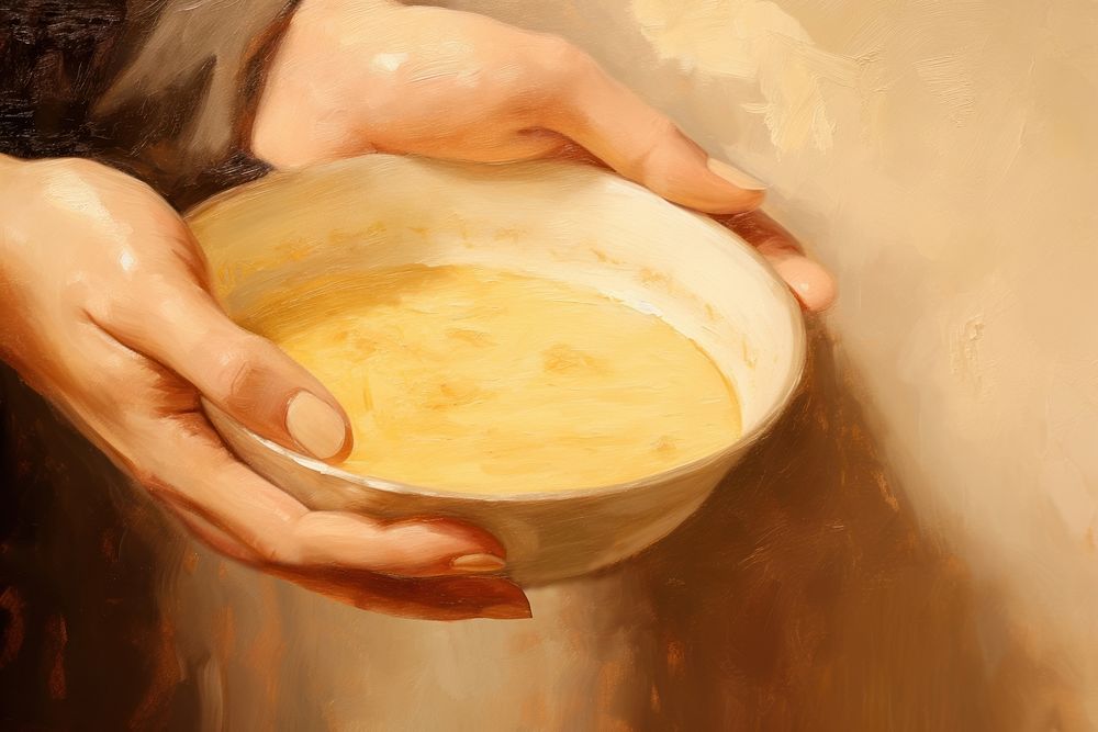 Hand stiring soup painting bowl freshness. AI generated Image by rawpixel.