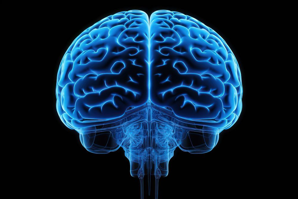 Brain blue black background tomography. AI generated Image by rawpixel.
