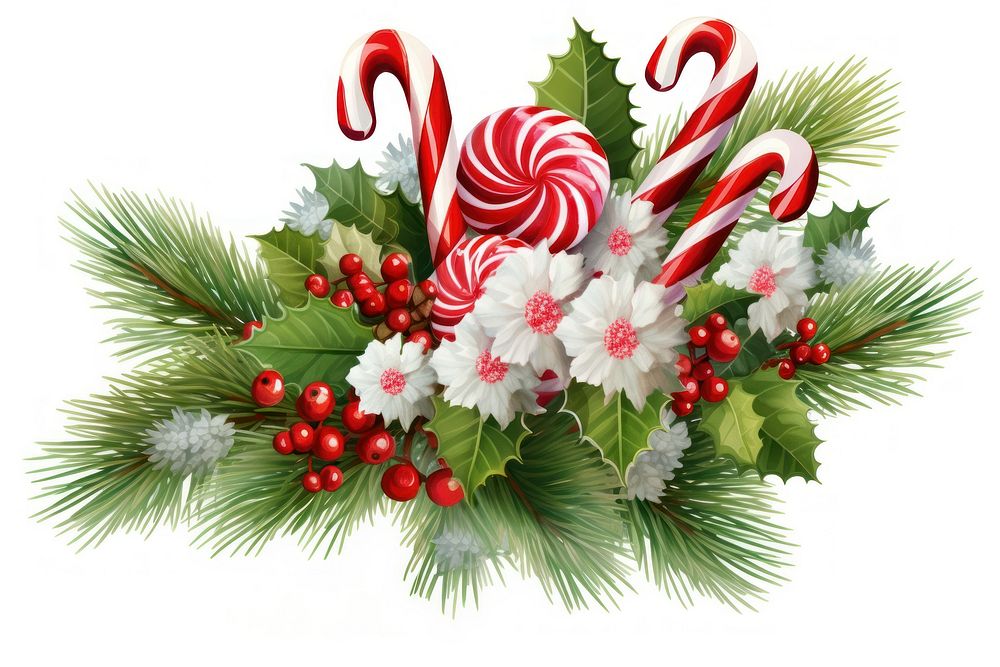 Candy cane bouquet christmas decoration ribbon. AI generated Image by rawpixel.