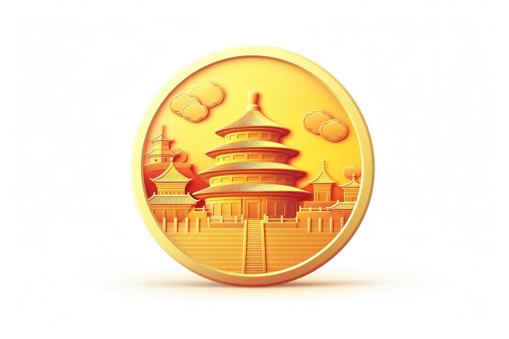 Money Chinese gold coin Chinese New Year architecture. AI generated Image by rawpixel.