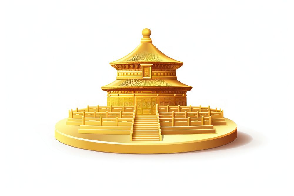 Money Chinese gold coin architecture building. AI generated Image by rawpixel.