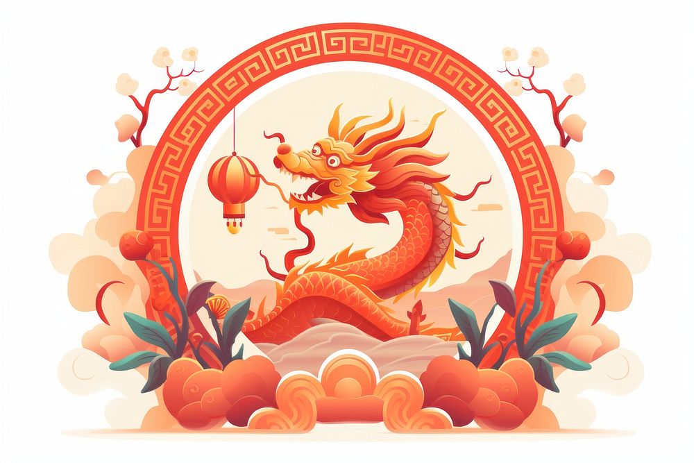 Chinese New Year Chinese label dragon chinese new year. AI generated Image by rawpixel.