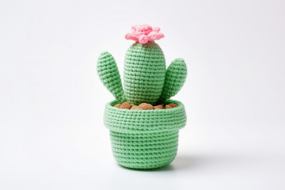 Potted cactus plant toy white background. AI generated Image by rawpixel.