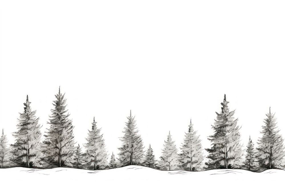 Christmas trees outdoors drawing sketch. AI generated Image by rawpixel.