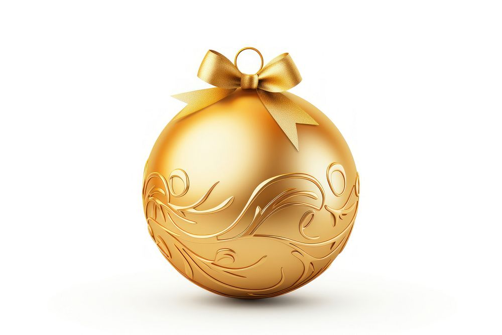 Gold christmas ball egg white background celebration. AI generated Image by rawpixel.