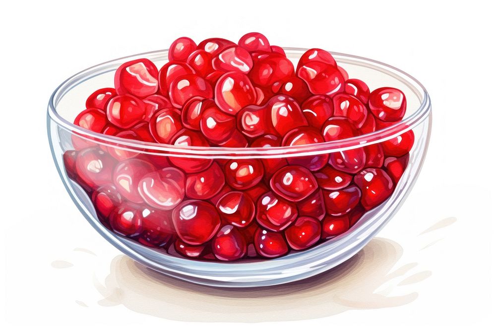 Pomegranates bowl food white background. AI generated Image by rawpixel.