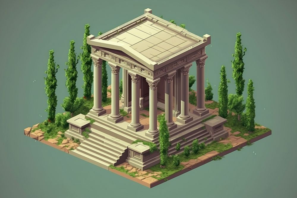 Ancient roman temple architecture building outdoors. AI generated Image by rawpixel.