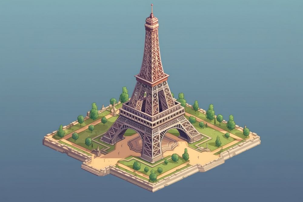 Eiffel tower architecture building outdoors. AI generated Image by rawpixel.