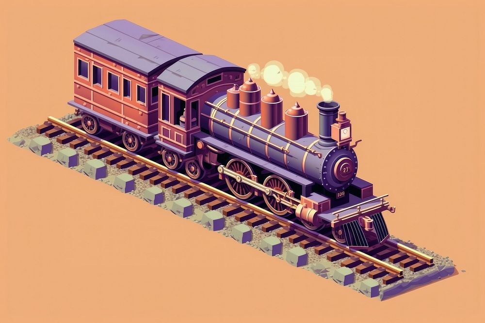 Simple steam locomotive isolated vehicle railway train. AI generated Image by rawpixel.
