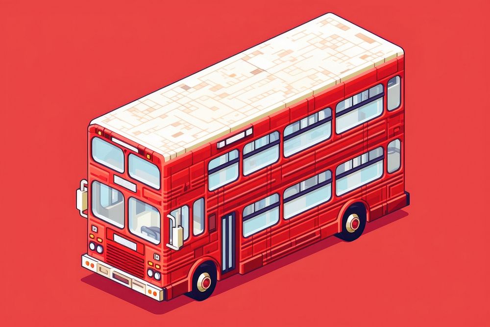 Simple red double decker bus isolated vehicle transportation architecture. AI generated Image by rawpixel.