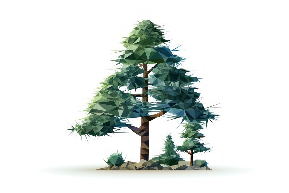 Pine tree plant art white background. AI generated Image by rawpixel.