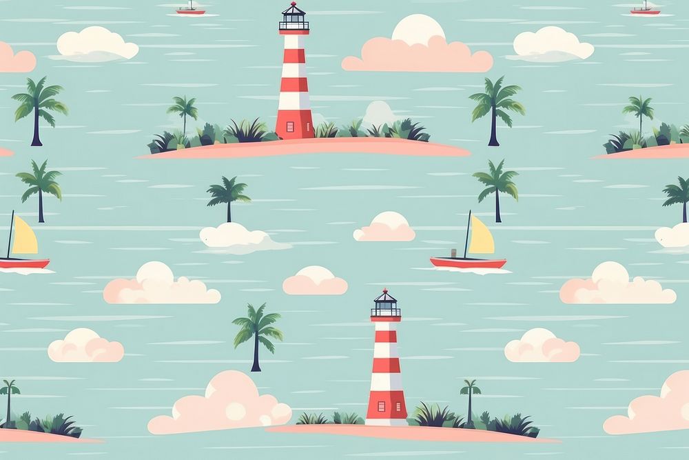 Lighthouse backgrounds outdoors pattern. AI generated Image by rawpixel.