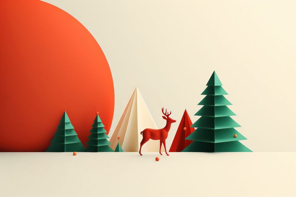 Christmas origami mammal celebration. AI generated Image by rawpixel.