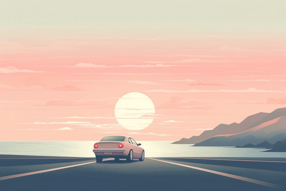 Car on the road on hill outdoors vehicle horizon. AI generated Image by rawpixel.