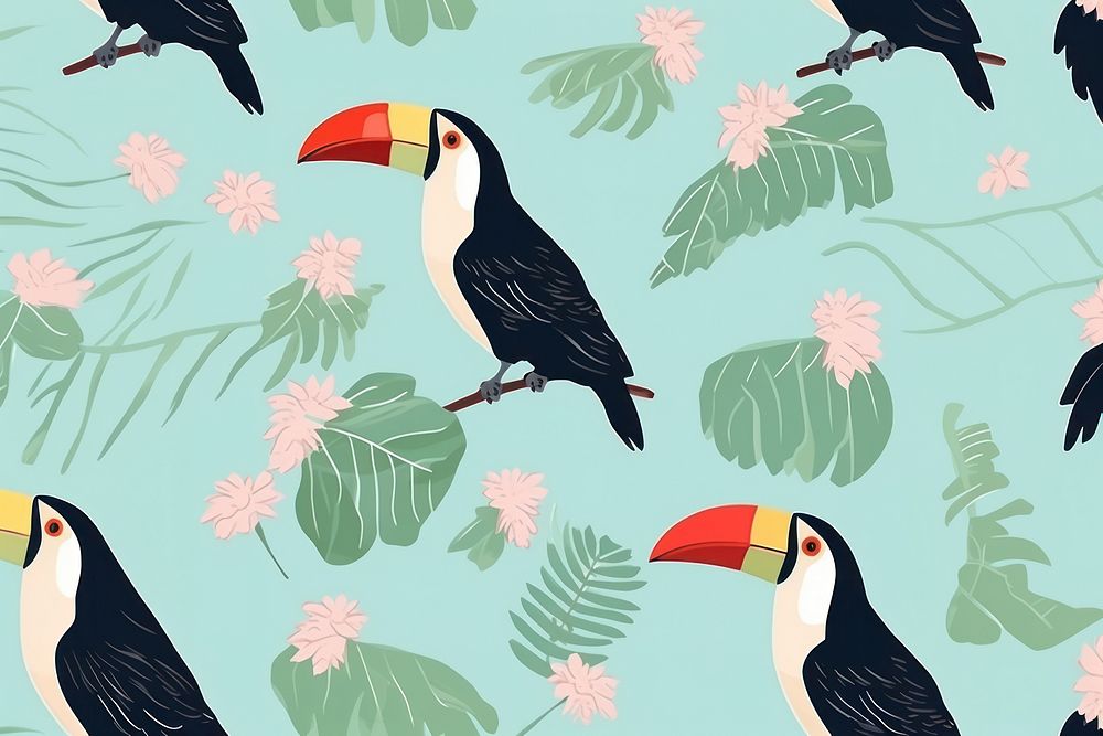 Small toucan backgrounds pattern animal. AI generated Image by rawpixel.