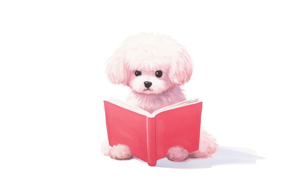 Poodle reading book publication mammal animal. AI generated Image by rawpixel.