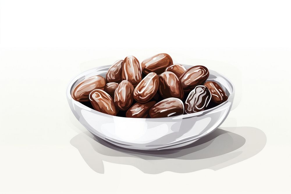Dates in a trey chocolate food bowl. AI generated Image by rawpixel.
