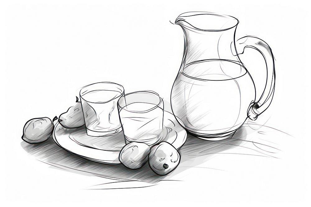 Eid mubarak drinks sketch drawing jug. AI generated Image by rawpixel.
