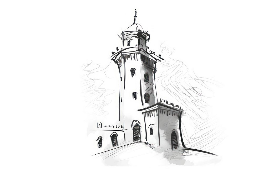 Mosque tower sketch architecture lighthouse. AI generated Image by rawpixel.