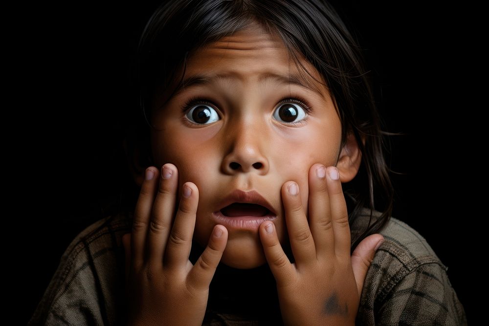 Surprised native american child hand portrait photo. AI generated Image by rawpixel.