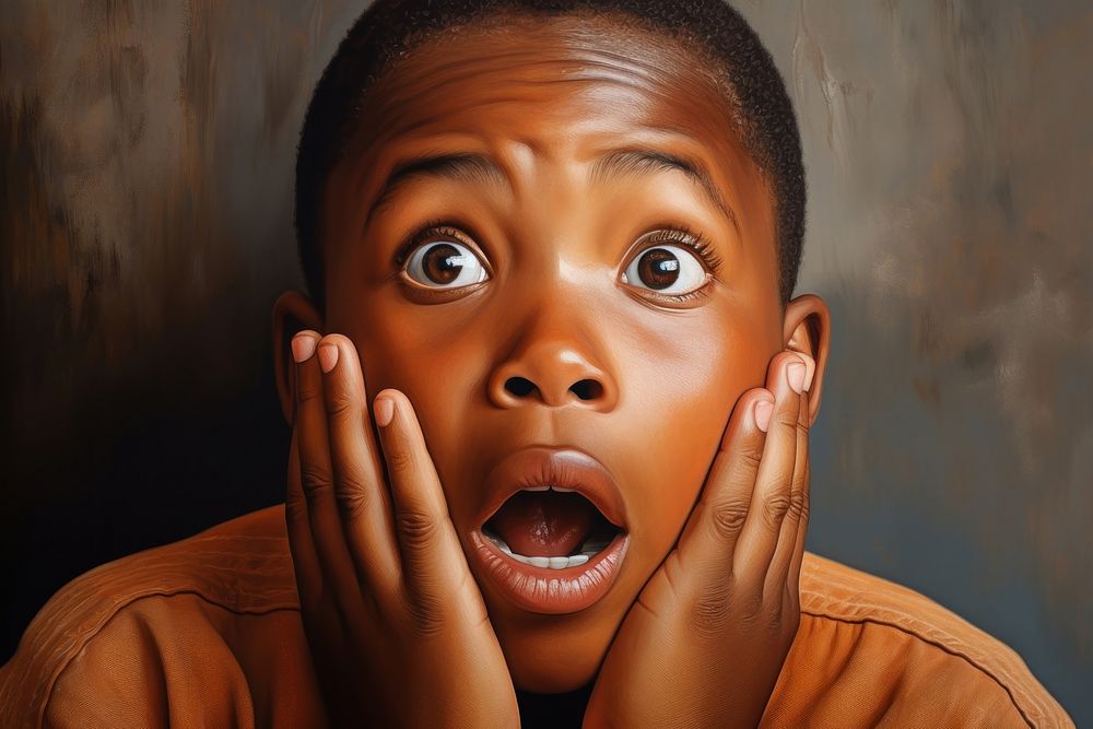 Surprised african child portrait photo face. AI generated Image by rawpixel.