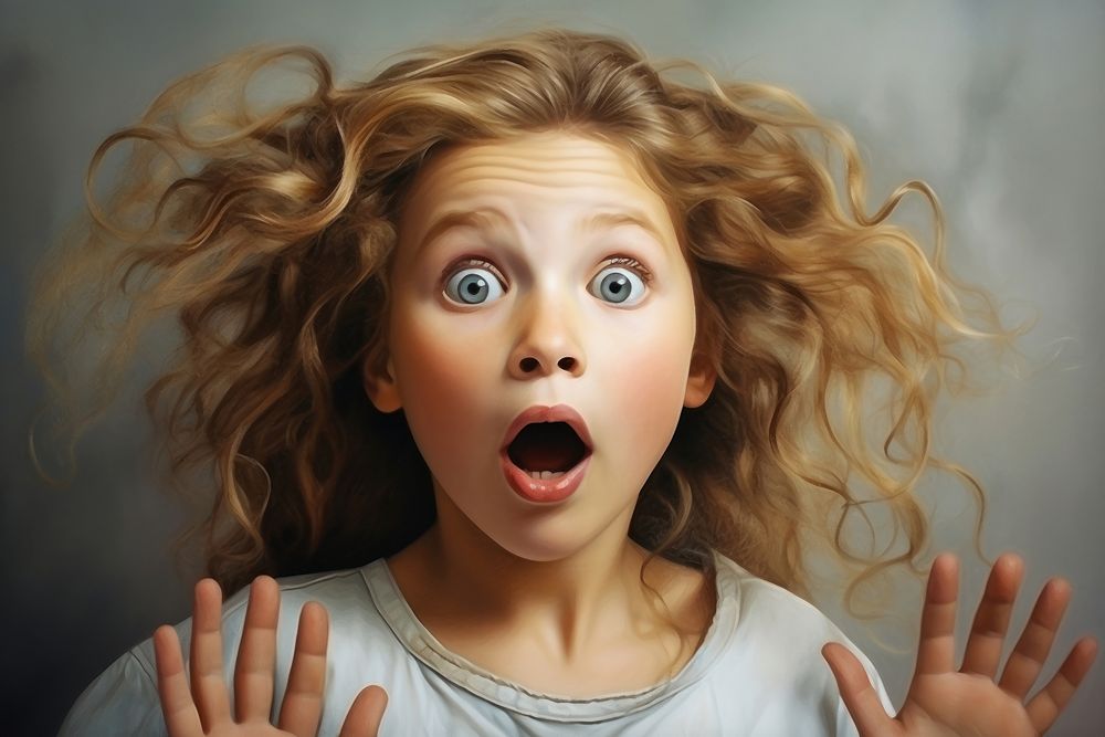 Surprised girl child portrait photo photography. AI generated Image by rawpixel.