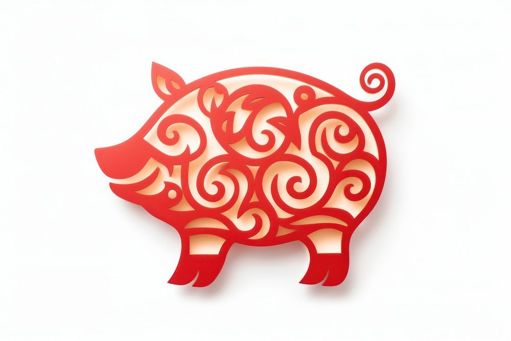 Pig chinese zodiac symbol red. AI generated Image by rawpixel.