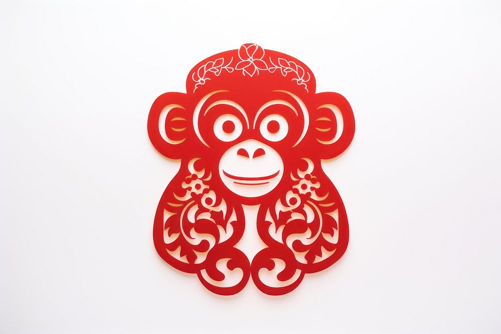 Chinese zodiac monkey symbol red. AI generated Image by rawpixel.