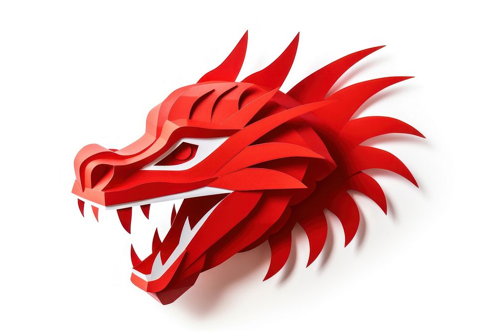 Drangon dragon red white background. AI generated Image by rawpixel.